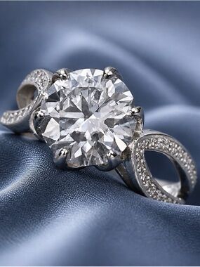 AAA Moissanite,3.0 ctw, D-color VVS set in 925 S.Silver.GRA Certificate! SIZE 10